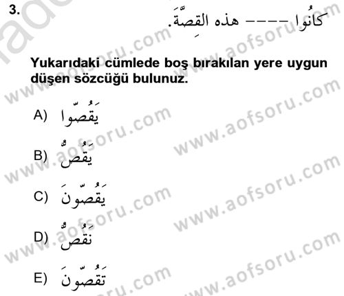 Arapça 3 Dersi 2023 - 2024 Yılı Yaz Okulu Sınav Soruları 3. Soru