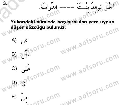 Arapça 3 Dersi 2024 - 2025 Yılı (Vize) Ara Sınav Soruları 3. Soru