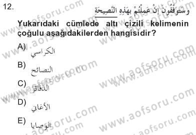 Arapça 4 Dersi 2012 - 2013 Yılı Tek Ders Sınav Soruları 12. Soru