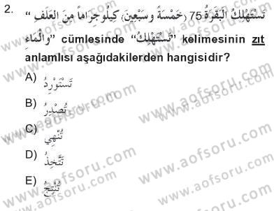 Arapça 4 Dersi 2012 - 2013 Yılı Tek Ders Sınav Soruları 2. Soru