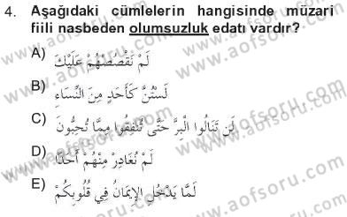 Arapça 4 Dersi 2012 - 2013 Yılı Tek Ders Sınav Soruları 4. Soru