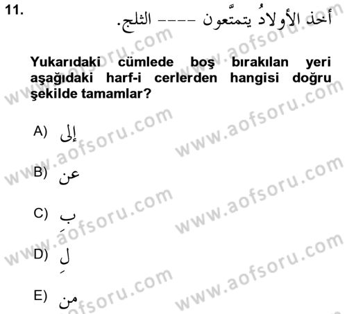 Arapça 4 Dersi 2018 - 2019 Yılı 3 Ders Sınav Soruları 11. Soru