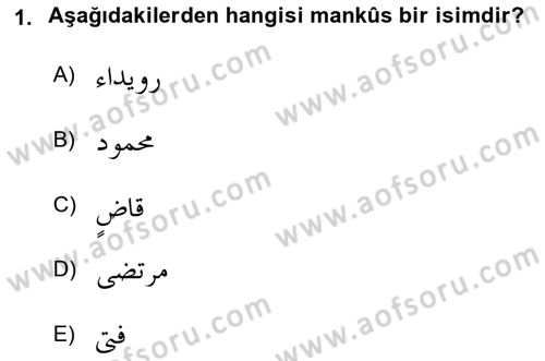 Arapça 4 Dersi 2021 - 2022 Yılı (Final) Dönem Sonu Sınav Soruları 1. Soru