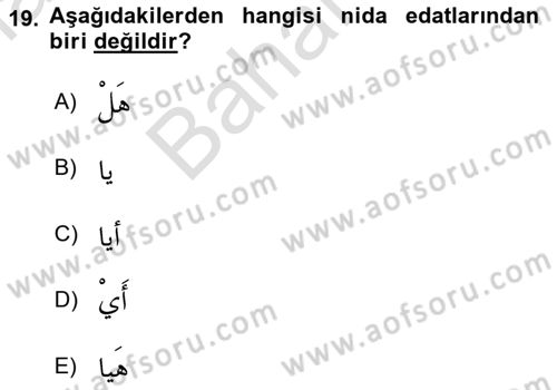 Arapça 4 Dersi 2023 - 2024 Yılı (Final) Dönem Sonu Sınav Soruları 19. Soru