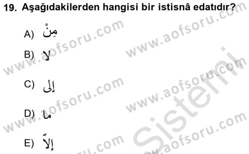 Arapça 4 Dersi 2023 - 2024 Yılı Yaz Okulu Sınav Soruları 19. Soru