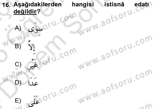 Arapça 4 Dersi 2024 - 2025 Yılı (Final) Dönem Sonu Sınav Soruları 16. Soru