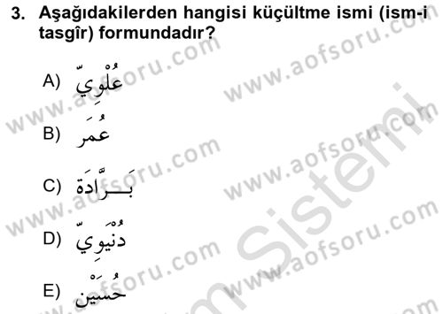 Arapça 4 Dersi 2024 - 2025 Yılı (Final) Dönem Sonu Sınav Soruları 3. Soru