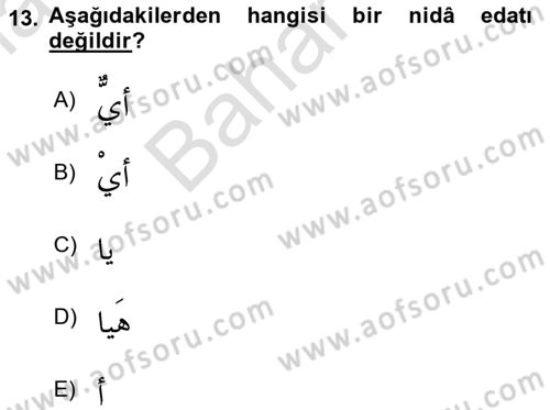 Arapça 4 Dersi 2025 - 2026 Yılı (Final) Dönem Sonu Sınav Soruları 13. Soru