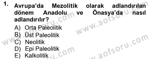 Anadolu Arkeolojisi Dersi 2012 - 2013 Yılı (Final) Dönem Sonu Sınav Soruları 1. Soru