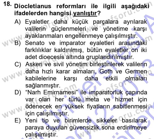 Anadolu Arkeolojisi Dersi 2012 - 2013 Yılı (Final) Dönem Sonu Sınav Soruları 18. Soru