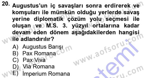 Anadolu Arkeolojisi Dersi 2012 - 2013 Yılı (Final) Dönem Sonu Sınav Soruları 20. Soru