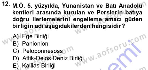 Anadolu Arkeolojisi Dersi 2013 - 2014 Yılı (Final) Dönem Sonu Sınav Soruları 12. Soru
