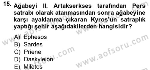 Anadolu Arkeolojisi Dersi 2013 - 2014 Yılı (Final) Dönem Sonu Sınav Soruları 15. Soru