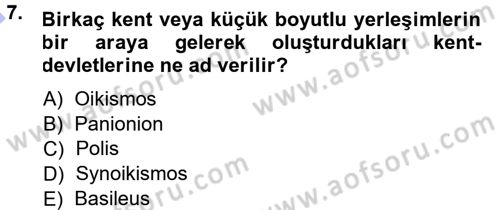 Anadolu Arkeolojisi Dersi 2013 - 2014 Yılı (Final) Dönem Sonu Sınav Soruları 7. Soru