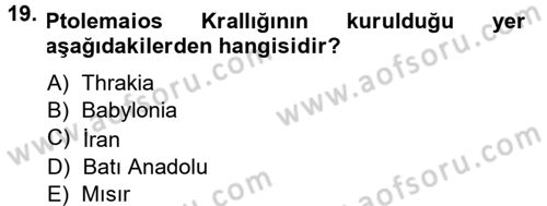 Anadolu Arkeolojisi Dersi 2013 - 2014 Yılı Tek Ders Sınav Soruları 19. Soru