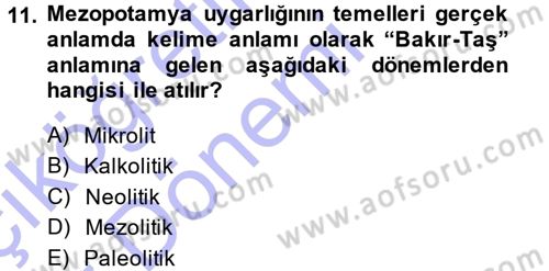 Anadolu Arkeolojisi Dersi Ara Sınavı Deneme Sınav Soruları 11. Soru