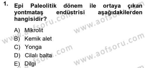 Anadolu Arkeolojisi Dersi 2014 - 2015 Yılı (Final) Dönem Sonu Sınav Soruları 1. Soru