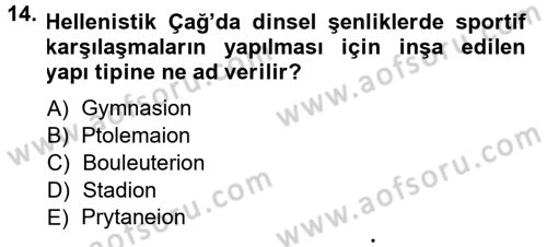 Anadolu Arkeolojisi Dersi 2014 - 2015 Yılı (Final) Dönem Sonu Sınav Soruları 14. Soru