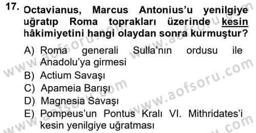 Anadolu Arkeolojisi Dersi 2014 - 2015 Yılı (Final) Dönem Sonu Sınav Soruları 17. Soru