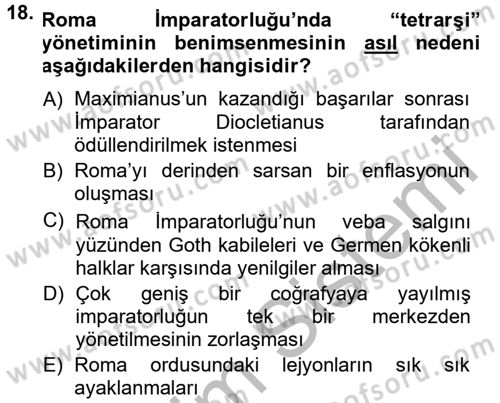 Anadolu Arkeolojisi Dersi 2014 - 2015 Yılı (Final) Dönem Sonu Sınav Soruları 18. Soru