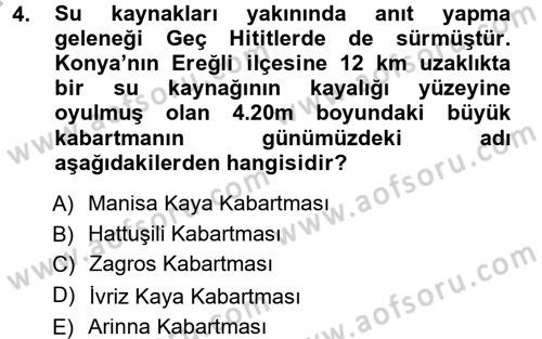 Anadolu Arkeolojisi Dersi 2014 - 2015 Yılı (Final) Dönem Sonu Sınav Soruları 4. Soru
