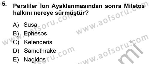 Anadolu Arkeolojisi Dersi 2014 - 2015 Yılı (Final) Dönem Sonu Sınav Soruları 5. Soru