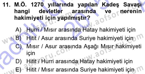 Anadolu Arkeolojisi Dersi Ara Sınavı Deneme Sınav Soruları 11. Soru