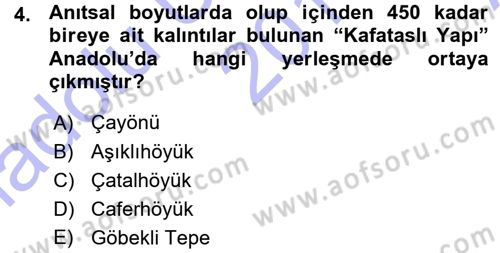 Anadolu Arkeolojisi Dersi Ara Sınavı Deneme Sınav Soruları 4. Soru