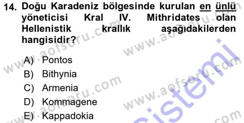 Anadolu Arkeolojisi Dersi 2015 - 2016 Yılı (Final) Dönem Sonu Sınav Soruları 14. Soru