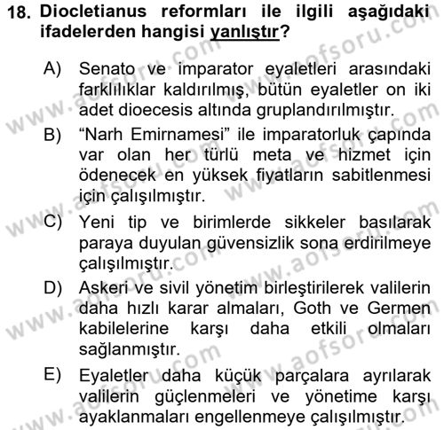 Anadolu Arkeolojisi Dersi 2015 - 2016 Yılı (Final) Dönem Sonu Sınav Soruları 18. Soru