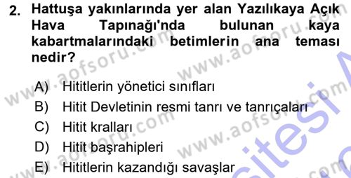 Anadolu Arkeolojisi Dersi 2015 - 2016 Yılı (Final) Dönem Sonu Sınav Soruları 2. Soru