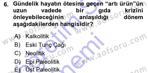 Anadolu Arkeolojisi Dersi 2015 - 2016 Yılı (Final) Dönem Sonu Sınav Soruları 6. Soru