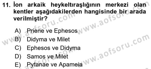 Anadolu Arkeolojisi Dersi 2016 - 2017 Yılı 3 Ders Sınav Soruları 11. Soru