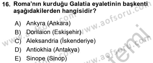 Anadolu Arkeolojisi Dersi 2016 - 2017 Yılı 3 Ders Sınav Soruları 16. Soru