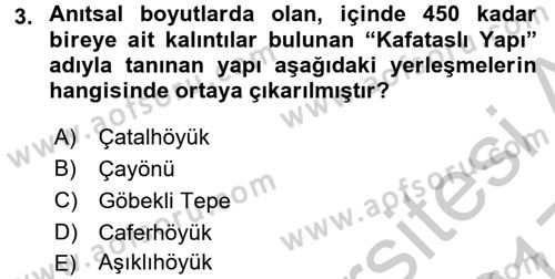 Anadolu Arkeolojisi Dersi 2016 - 2017 Yılı 3 Ders Sınav Soruları 3. Soru