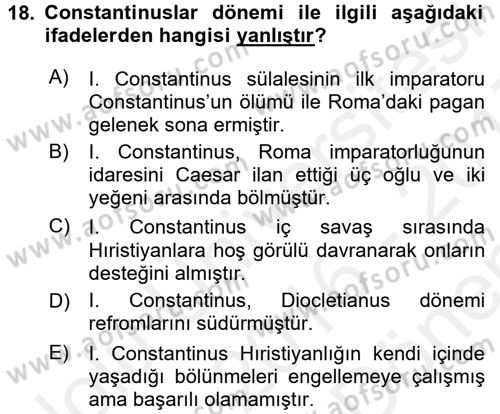 Anadolu Arkeolojisi Dersi 2016 - 2017 Yılı (Final) Dönem Sonu Sınav Soruları 18. Soru