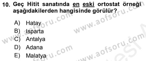Anadolu Arkeolojisi Dersi 2017 - 2018 Yılı 3 Ders Sınav Soruları 10. Soru