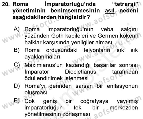 Anadolu Arkeolojisi Dersi 2017 - 2018 Yılı 3 Ders Sınav Soruları 20. Soru