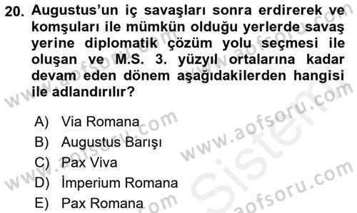 Anadolu Arkeolojisi Dersi 2017 - 2018 Yılı (Final) Dönem Sonu Sınav Soruları 20. Soru