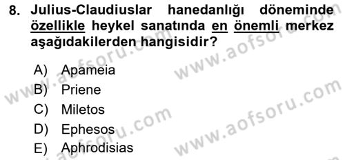 Anadolu Arkeolojisi Dersi 2018 - 2019 Yılı 3 Ders Sınav Soruları 8. Soru