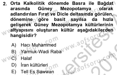 Anadolu Arkeolojisi Dersi 2018 - 2019 Yılı Yaz Okulu Sınav Soruları 2. Soru