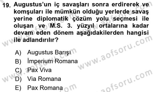 Anadolu Arkeolojisi Dersi 2019 - 2020 Yılı (Final) Dönem Sonu Sınav Soruları 19. Soru