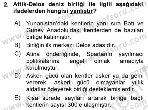 Anadolu Arkeolojisi Dersi 2019 - 2020 Yılı (Final) Dönem Sonu Sınav Soruları 2. Soru