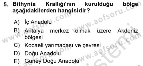 Anadolu Arkeolojisi Dersi 2019 - 2020 Yılı (Final) Dönem Sonu Sınav Soruları 5. Soru