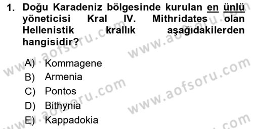 Anadolu Arkeolojisi Dersi 2020 - 2021 Yılı Yaz Okulu Sınav Soruları 1. Soru