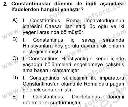 Anadolu Arkeolojisi Dersi 2020 - 2021 Yılı Yaz Okulu Sınav Soruları 2. Soru