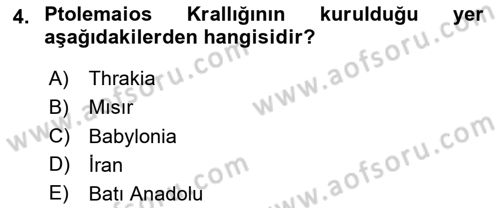 Anadolu Arkeolojisi Dersi 2020 - 2021 Yılı Yaz Okulu Sınav Soruları 4. Soru