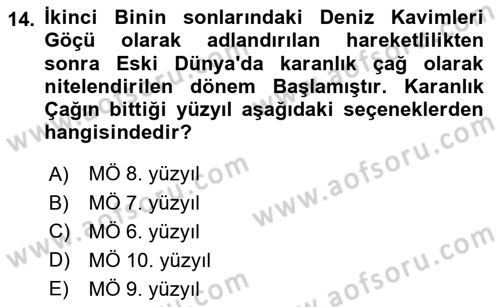Anadolu Arkeolojisi Dersi 2023 - 2024 Yılı Yaz Okulu Sınav Soruları 14. Soru