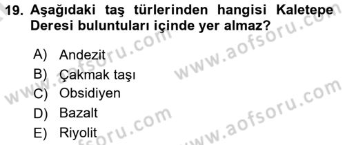 Anadolu Arkeolojisi Dersi Ara Sınavı Deneme Sınav Soruları 19. Soru