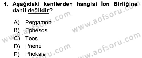 Anadolu Arkeolojisi Dersi 2024 - 2025 Yılı (Final) Dönem Sonu Sınav Soruları 1. Soru